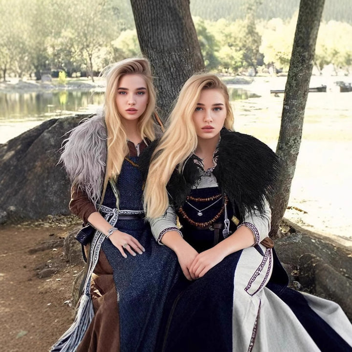 Ladies' shoulder stole made of long-fiber artificial fur with dramatic shaggy collar Mune Fashion