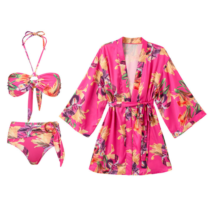 Women's bikini set with floral design and stylish wrap band Mune Fashion