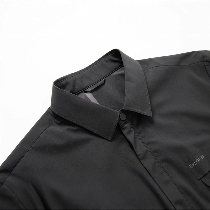 Men's Lightweight Water-Repellent Zip Transitional Jacket with Shirt Collar and Chest Pockets Mune Fashion