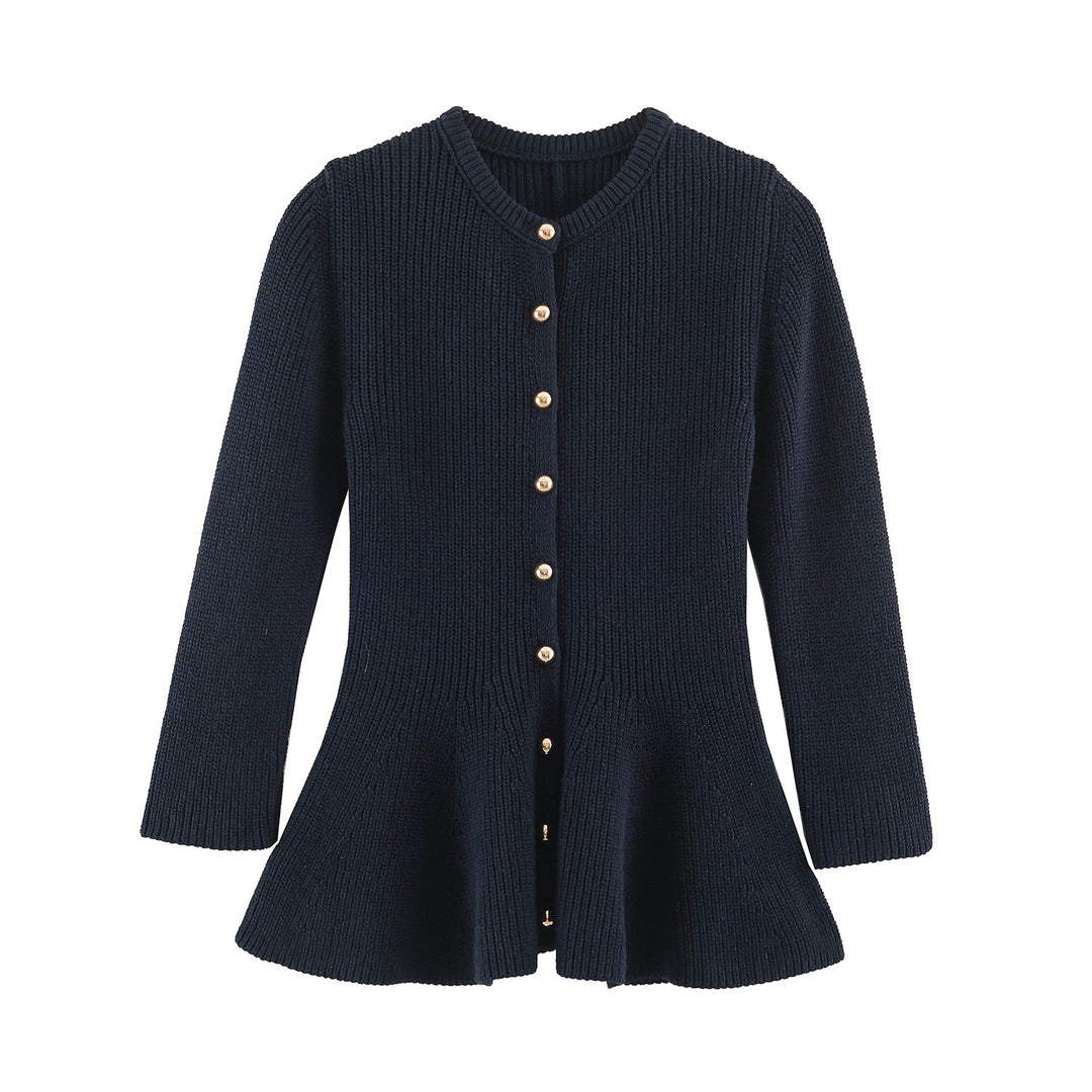 Women's fine-knit cardigan with tailored peplum silhouette Mune Fashion