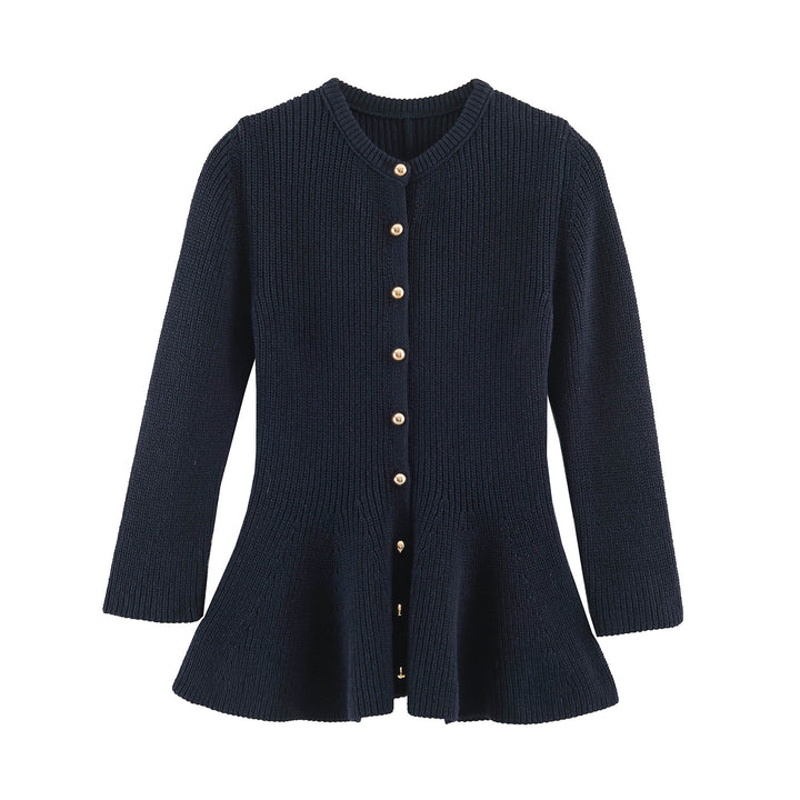 Women's fine-knit cardigan with tailored peplum silhouette Mune Fashion