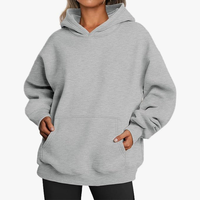Women's oversized hoodie with extended back, fleecy interior, and kangaroo pocket Mune Fashion