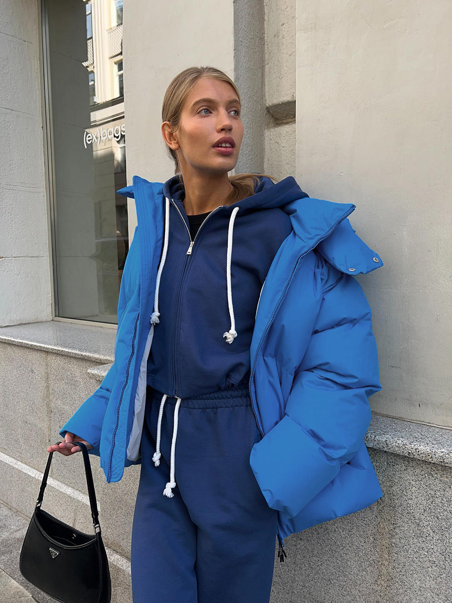 Women's Oversized Quilted Jacket with Hood and Padded Thermal Filling Mune Fashion