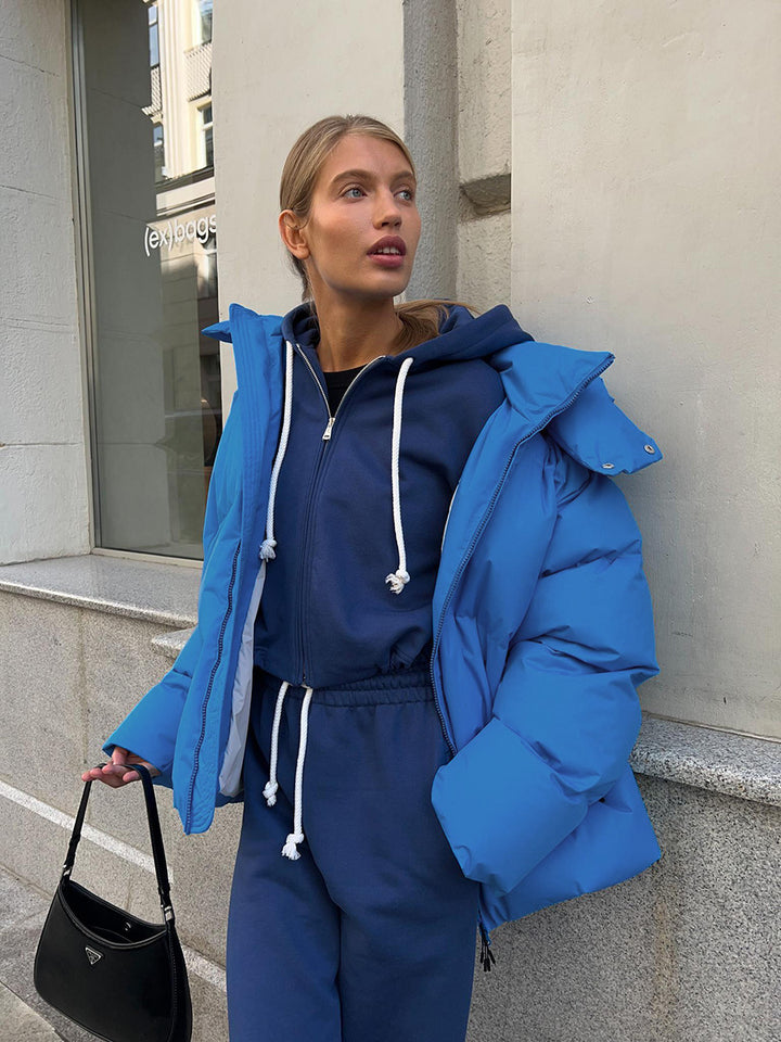 Women's Oversized Quilted Jacket with Hood and Padded Thermal Filling Mune Fashion