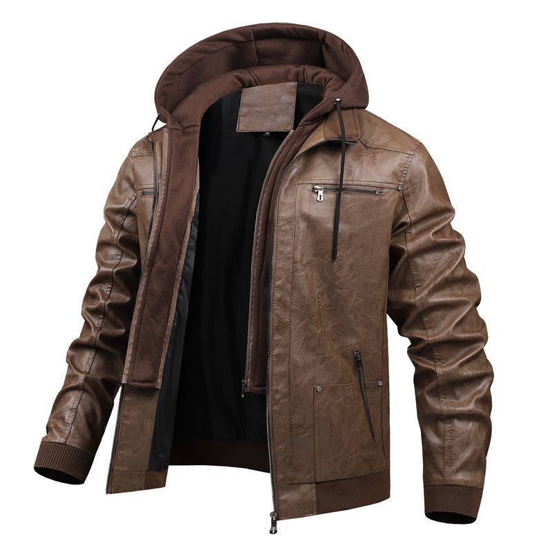 Men's Multifunctional Leather Jacket with Hood Mune Fashion