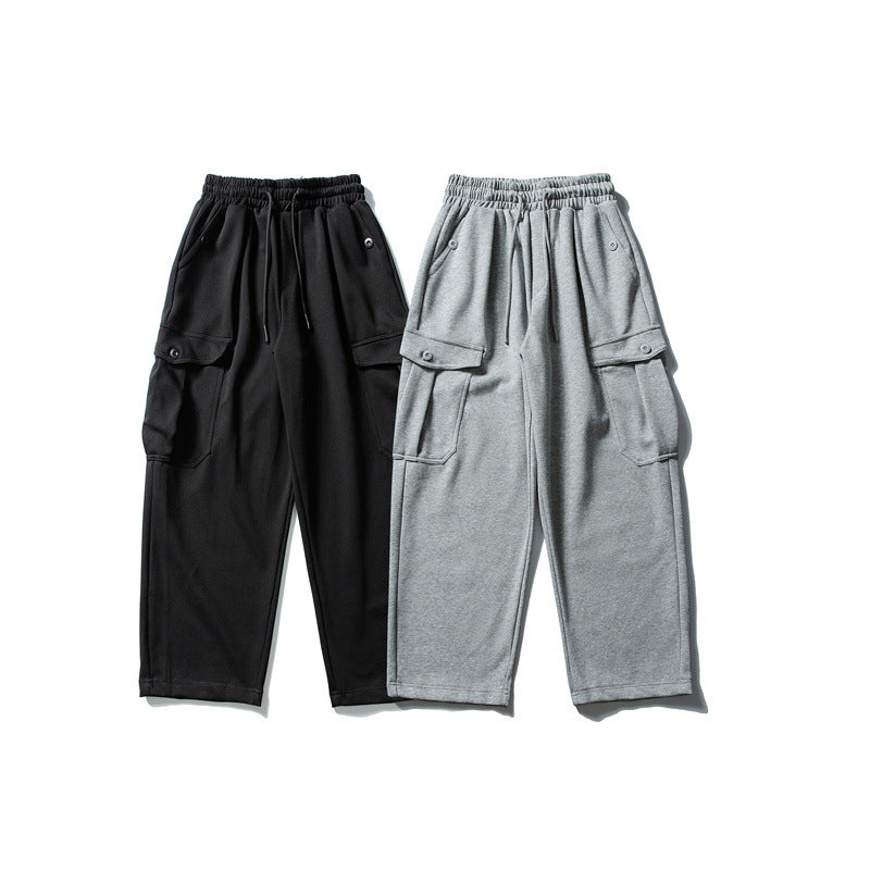 Men's Relaxed Fleece Cargo Pants with Elastic Drawstring and Utility Pockets Mune Fashion