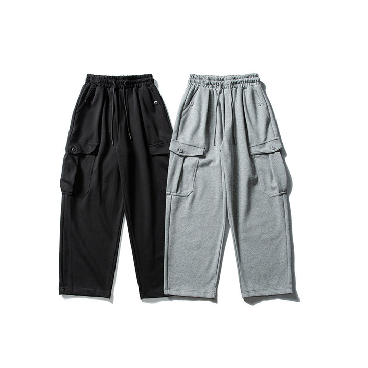 Men's Relaxed Fleece Cargo Pants with Elastic Drawstring and Utility Pockets Mune Fashion