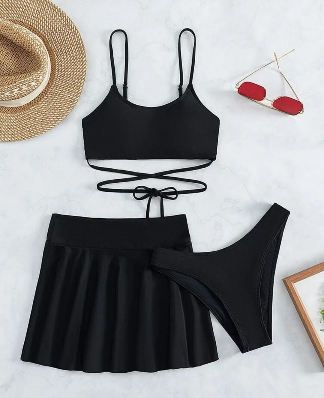 Ladies bikini set with transparent skirt and adjustable top Mune Fashion
