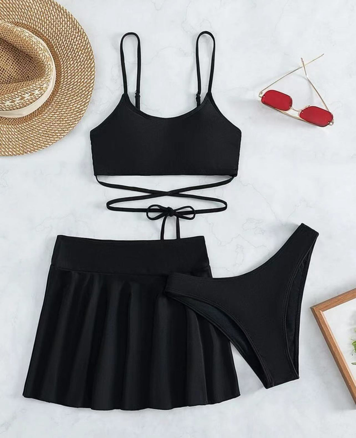 Ladies bikini set with transparent skirt and adjustable top Mune Fashion