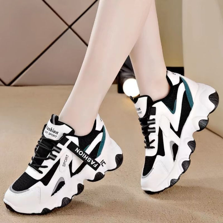 Women's Sporty Sneakers with Breathable Mesh Upper and Cushioned Outsole Mune Fashion