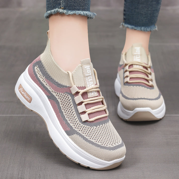 Women's knitted sock sneaker with ergonomic comfort sole and cushioning plateau midsole Mune Fashion