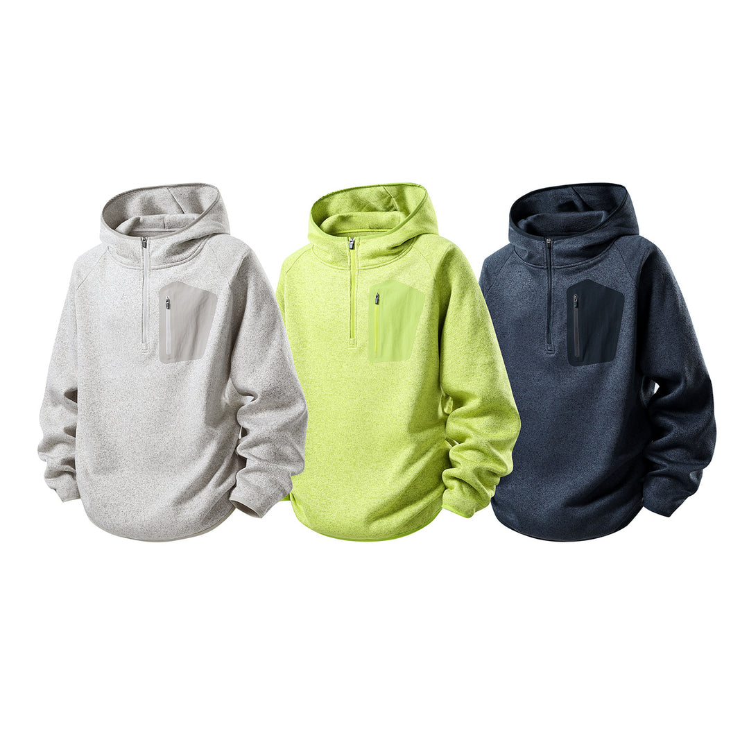 Damen Fleece-Halbzip Kapuzenpullover mit Brust-Zip-Tasche und relaxed Oversize-Schnitt Mune Fashion