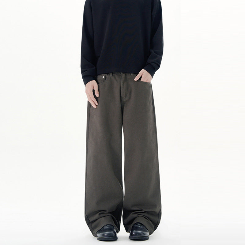 Men's loose-fitting cotton denim jeans with straight leg and clean minimal design Mune Fashion