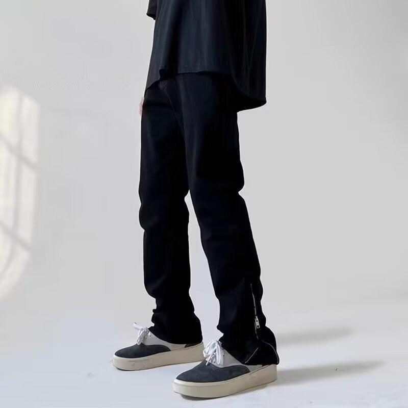 Men's Slim-Fit Zip-Ankle-Pants with Side Zipper Detail Mune Fashion