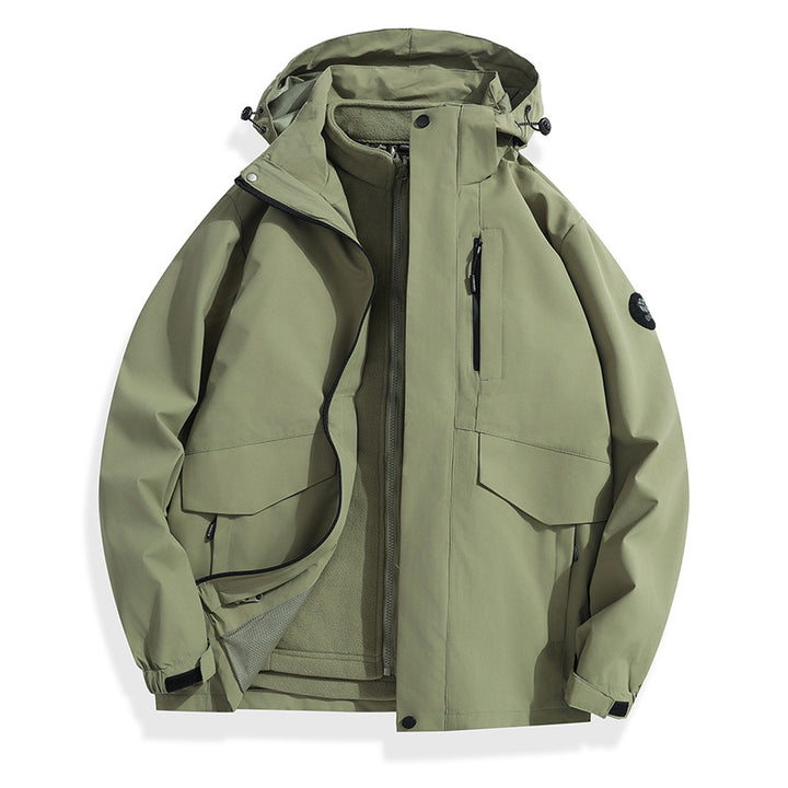 Men's Lightweight Softshell Rain Jacket with Detachable Fleece Lining, Sealed Seams and Multifunctional Pockets Mune Fashion