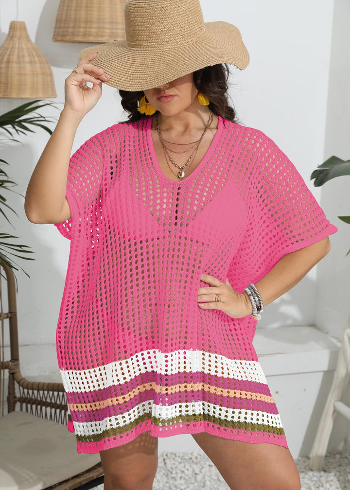 Ladies transparent beach cover-up with colorful hole design Mune Fashion