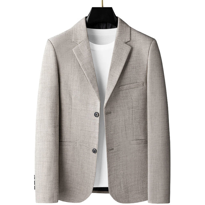 Men's Lightweight Unlined Blazer in Linen Look with Notch Lapel and Two-Button Closure Mune Fashion