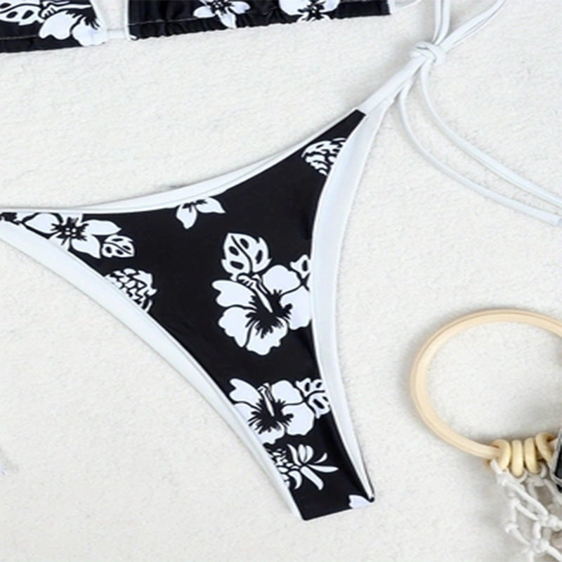 Women's Triangle Bikini Set with Adjustable Straps and Floral Design Mune Fashion