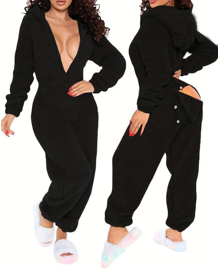 Women's Fluffy One-Piece with Hood Mune Fashion