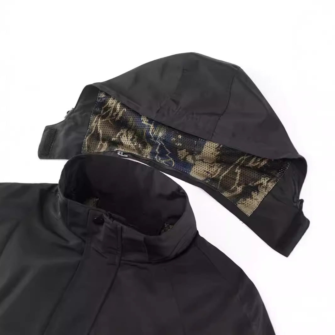 Men's hooded field jacket with camouflage mesh lining and water-repellent utility outer layer Mune Fashion
