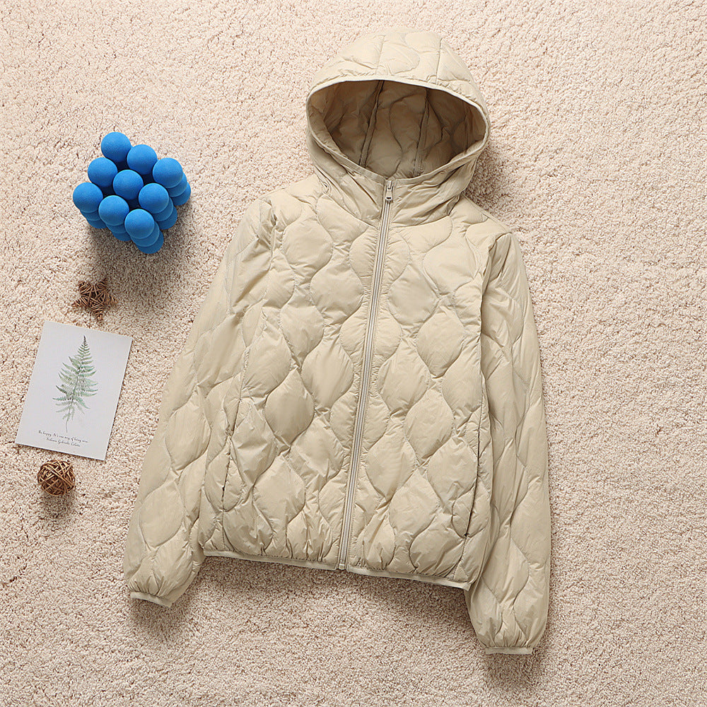 Women's hooded quilted jacket with teardrop-shaped quilting and ultra-light thermal filling Mune Fashion
