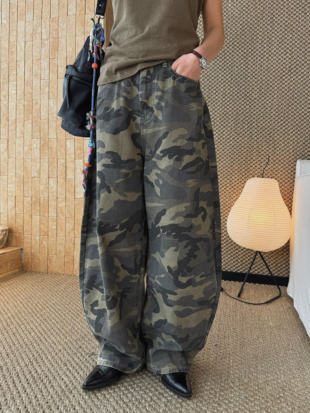 Women Wide Cargo Pants in Camouflage Baggy Style Mune Fashion