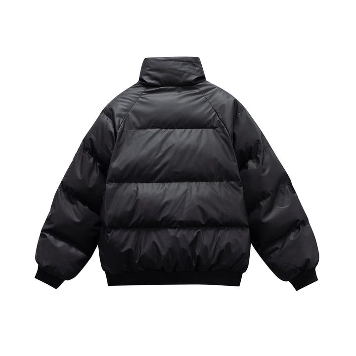 Women's Oversize Quilted Jacket with High Stand-up Collar and Ribbed Cuffs Mune Fashion