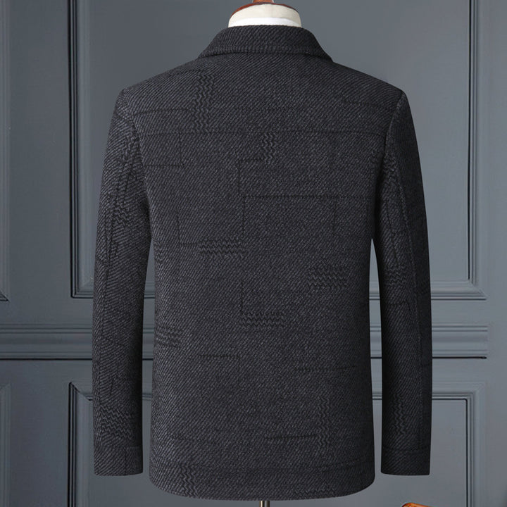 Men's elegant wool blend coat with textured weave look and button placket Mune Fashion