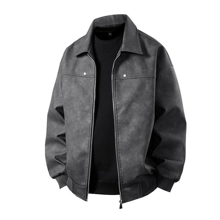 Men's Boxy Suede Overshirt Jacket with Smooth Suede Look, Concealed Zip & Elastic Cuffs Mune Fashion
