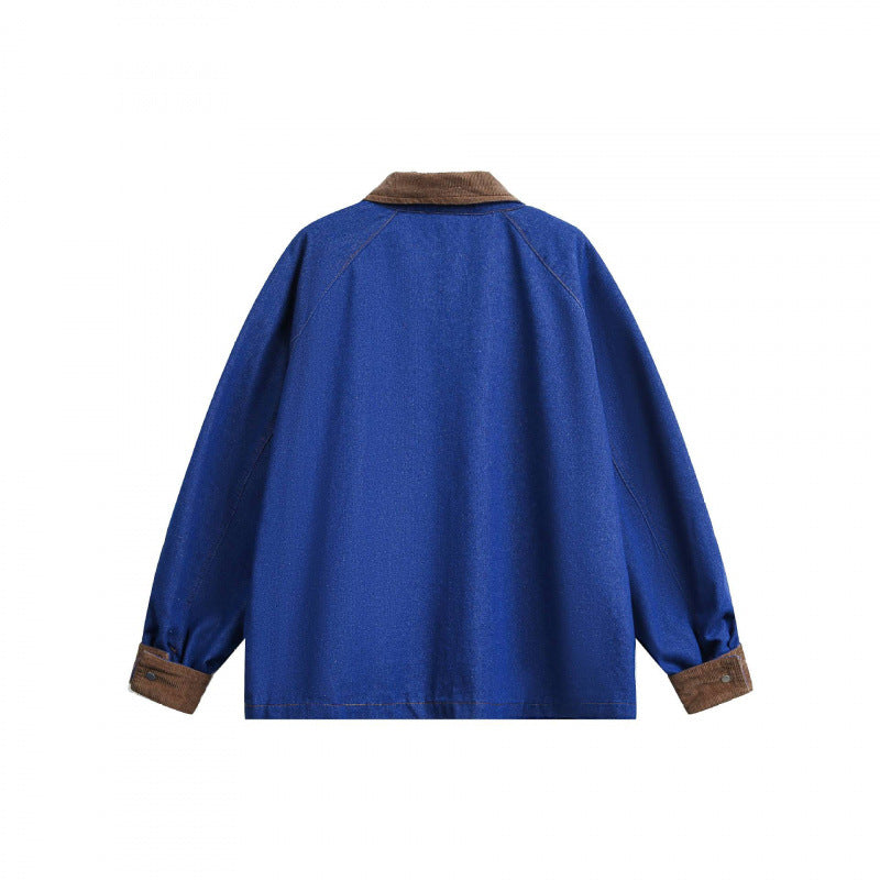 Unisex Kastige Denim-Worker Jacket with Cord Collar, Flap Pockets and D-Ring Mune Fashion