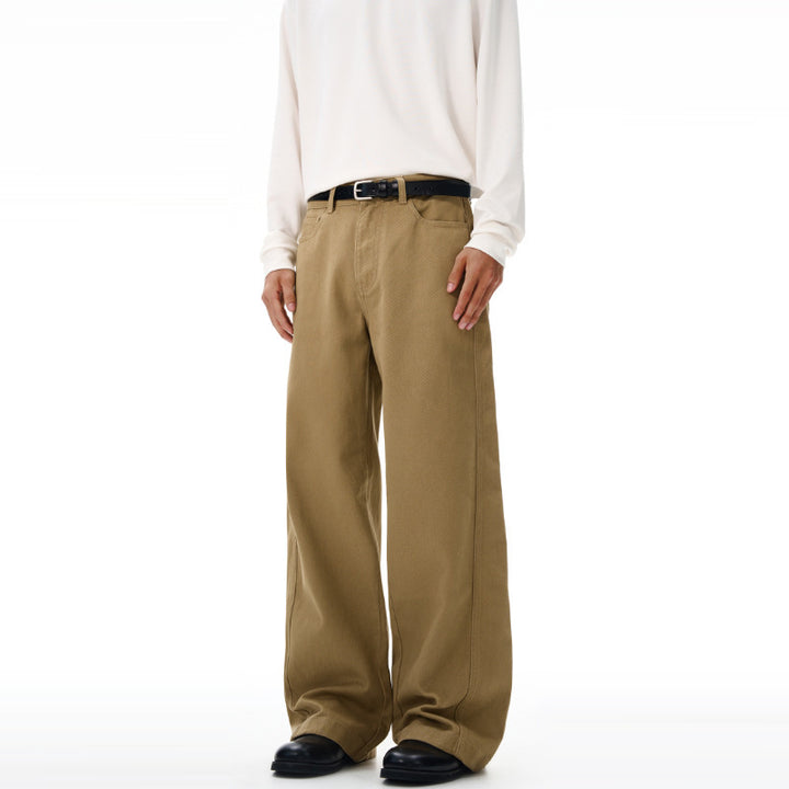 Men's Wide High-Waist Denim Pants with Wide Leg and Clean Minimal Design Mune Fashion