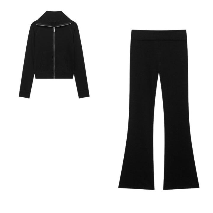 Women High-Waisted Stretch Flared Pants with Wide Flare and Elastic Waistband Mune Fashion
