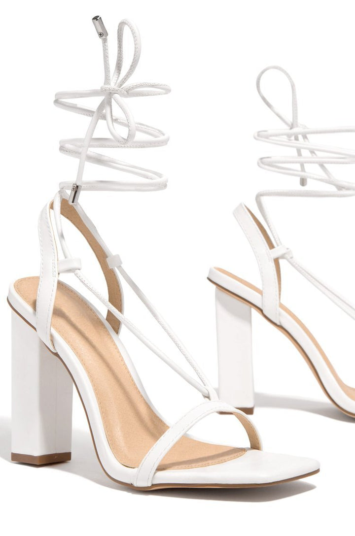Women's filigree strap sandal with square toe box and ankle wrapping strap Mune Fashion