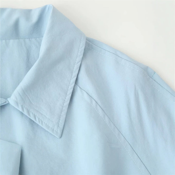 Ladies longer tailored trench coat with tie belt and shirt collar Mune Fashion
