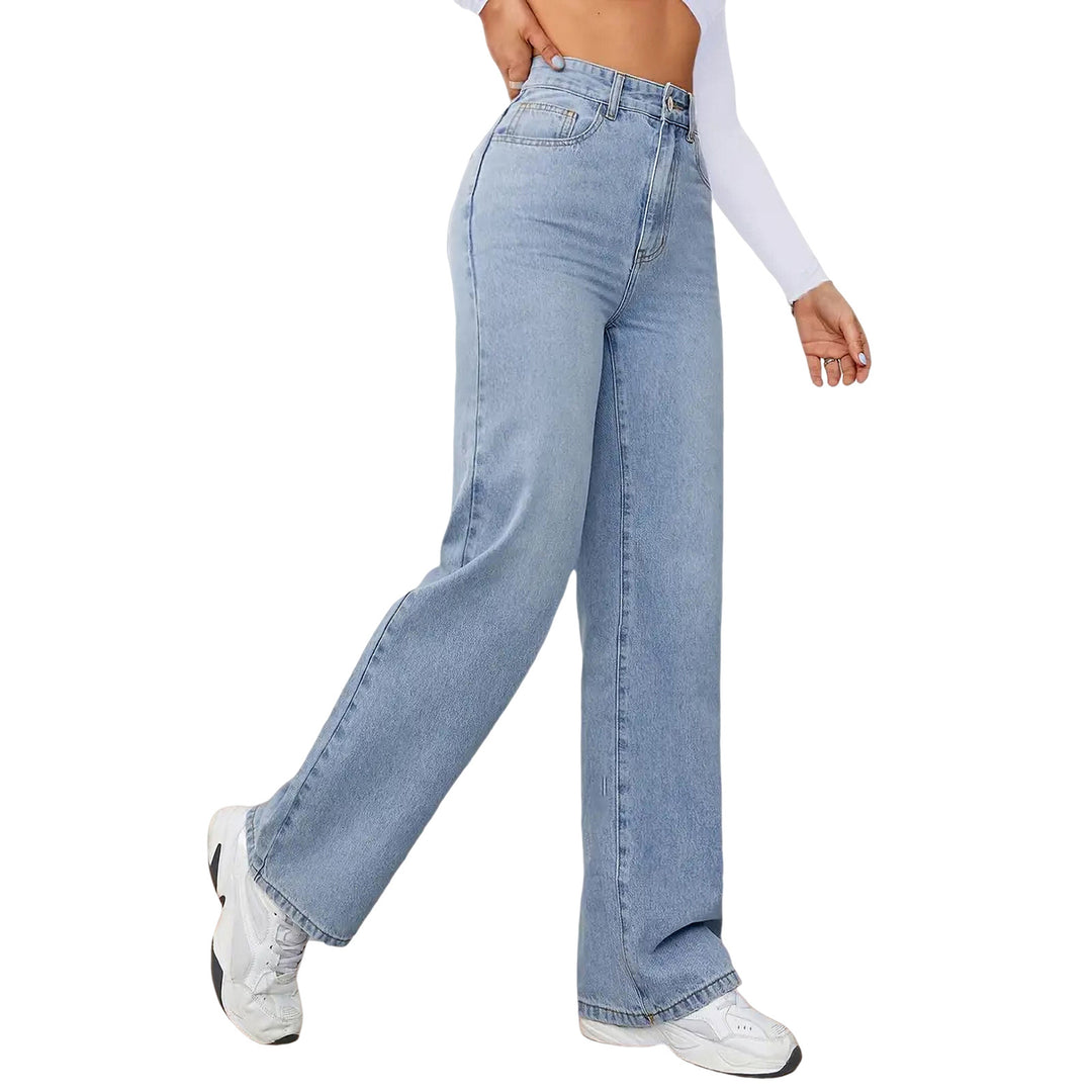 Women High-Waist Wide-Jeans with Straight Leg Mune Fashion
