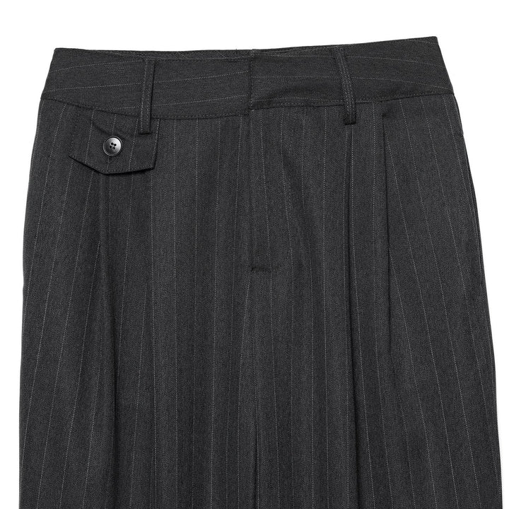Women's high-waisted pleated trousers with stripes and decorative flap Mune Fashion
