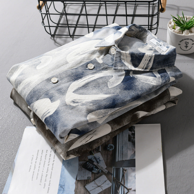 Men's Printed Lightweight Long Sleeve Shirt in Brush Lettering Print Mune Fashion