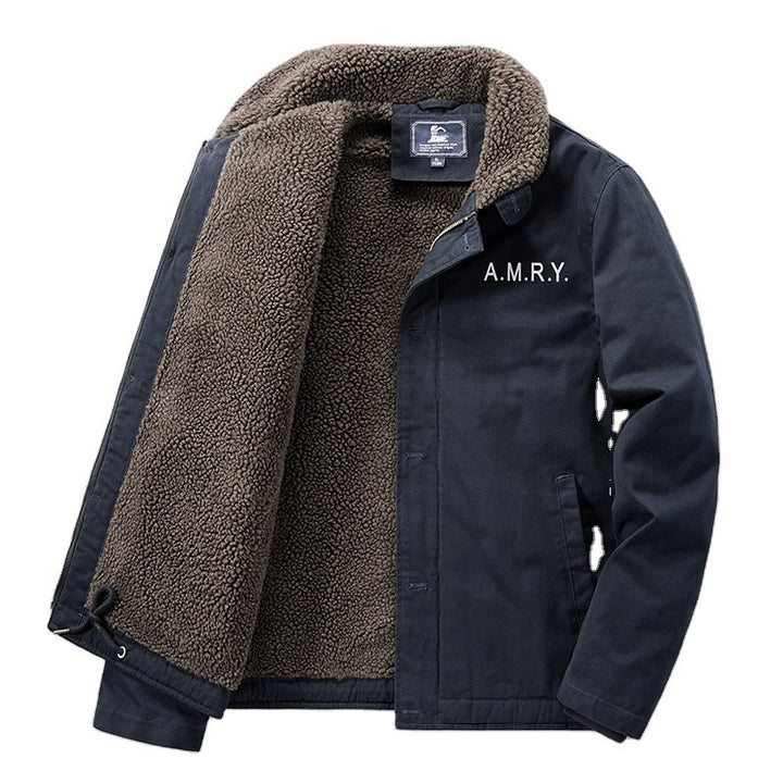 Men's canvas work jacket with Sherpa lining, thermal insulation, and drawstring hem Mune Fashion