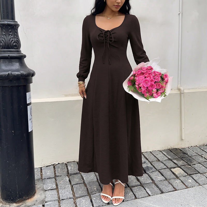Women Elegant Maxi Dress with Lacing Details Mune Fashion
