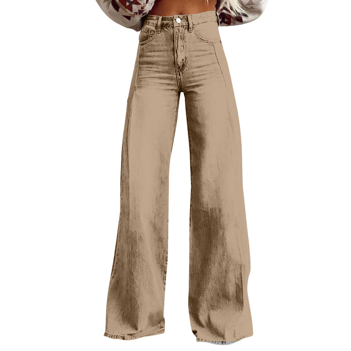 Women high-waisted flared jeans with extra wide leg, figure-flattering fit and subtle vintage wash Mune Fashion