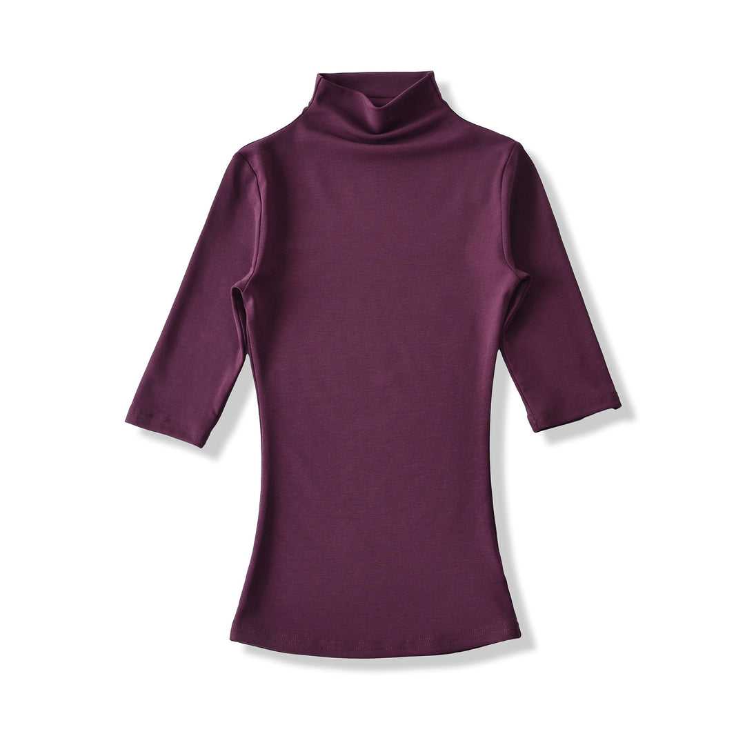 Women's Fitted Stand Collar Shirt with Half-Length Sleeves Mune Fashion