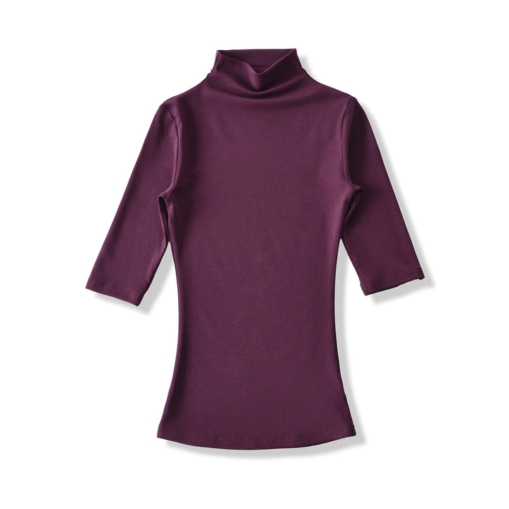 Women's Fitted Stand Collar Shirt with Half-Length Sleeves Mune Fashion