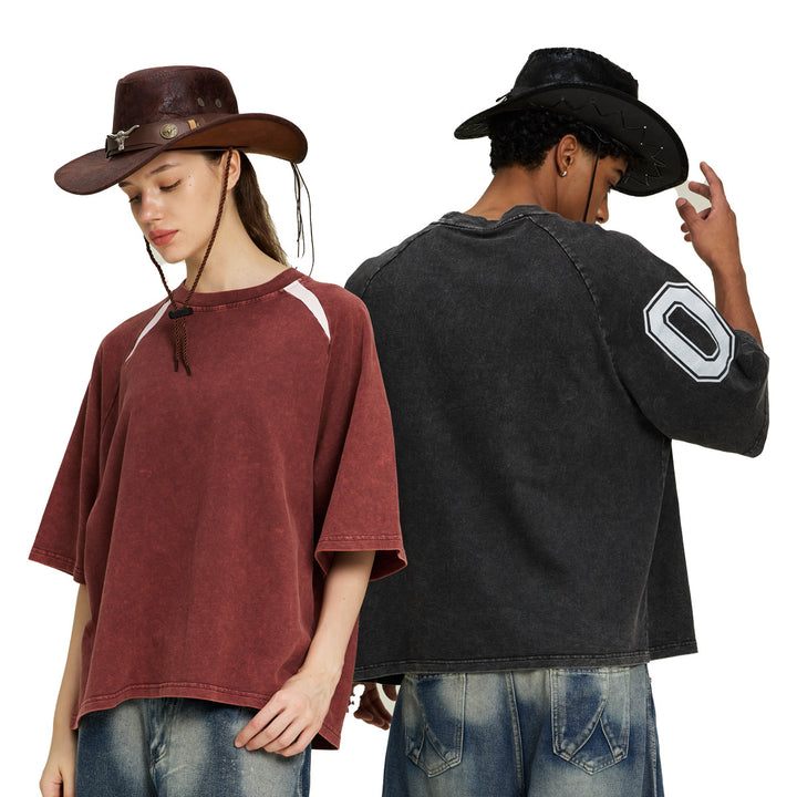 Men's Oversize Raglan T-Shirt with Vintage Wash and Contrast Trim Mune Fashion