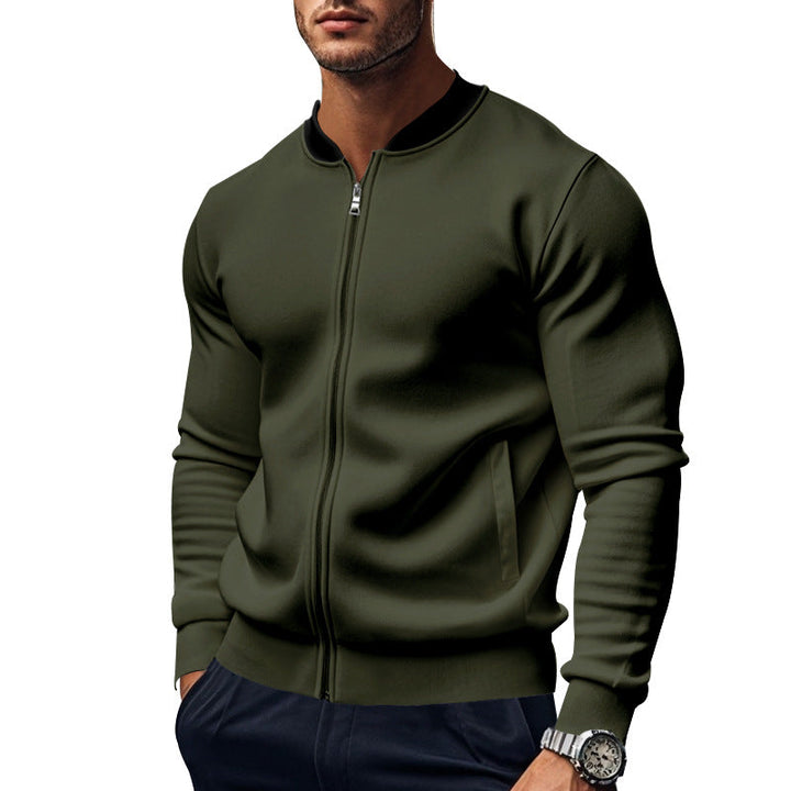 Men's Sporty Bomber Jacket with High Collar Mune