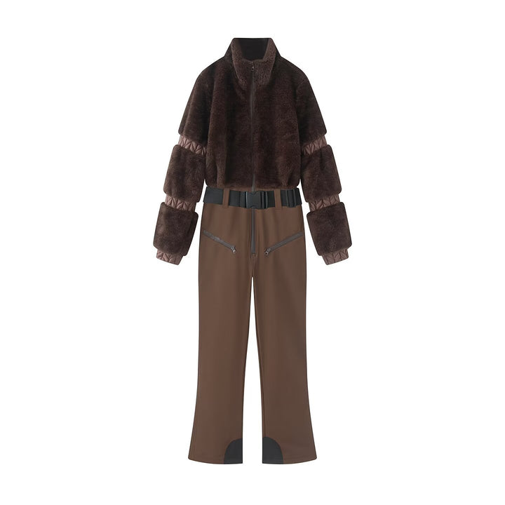 Ladies two-piece ski and winter set with short teddy jacket and high-waist softshell pants Drune