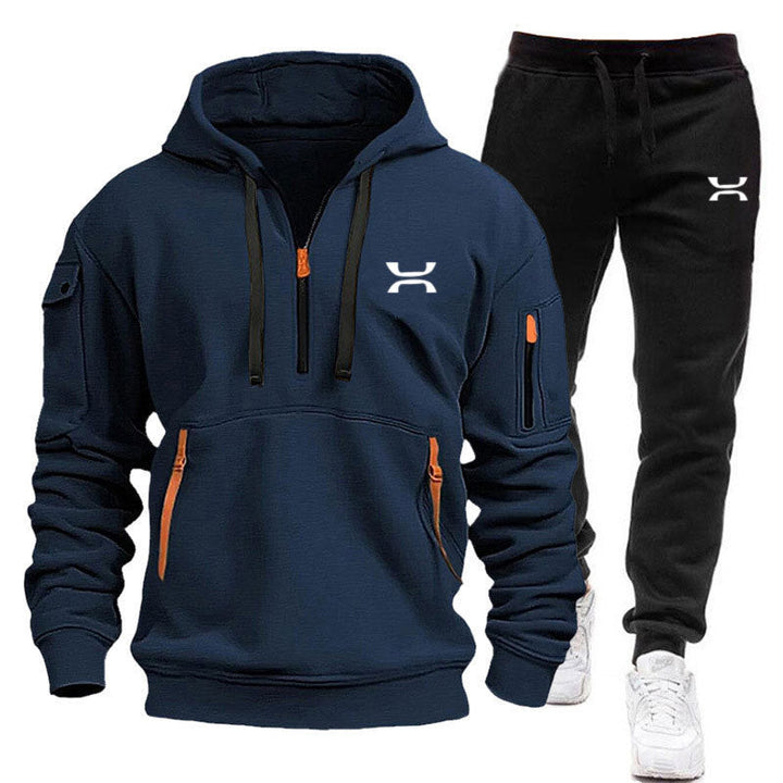 Men's Sporty Hoodie and Tracksuit Set with Functional Pockets and Sporty Cut Mune