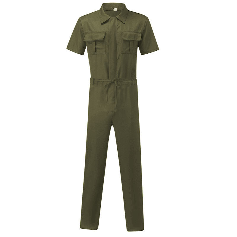 Men's short-sleeved overall work suit with concealed front closure and applied chest pockets Mune Fashion