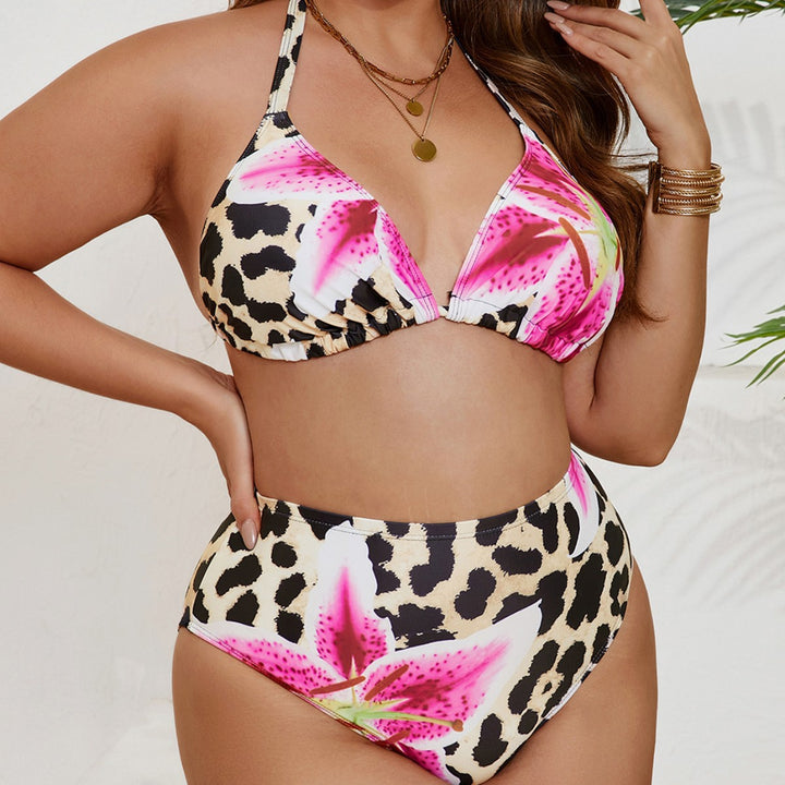 Women's High-Cut Bikini with Floral and Animal Print Mune Fashion