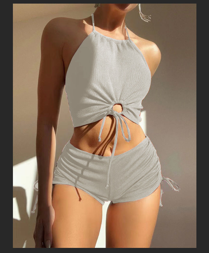 Women's Stylish Swim Top with Innovative Gathering and Adjustable Straps Mune Fashion
