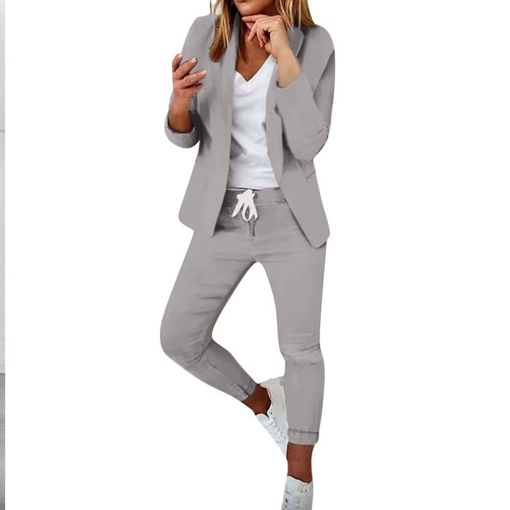 Women's casual suit set with jogger pants, drawstring, and tailored blazer Mune Fashion
